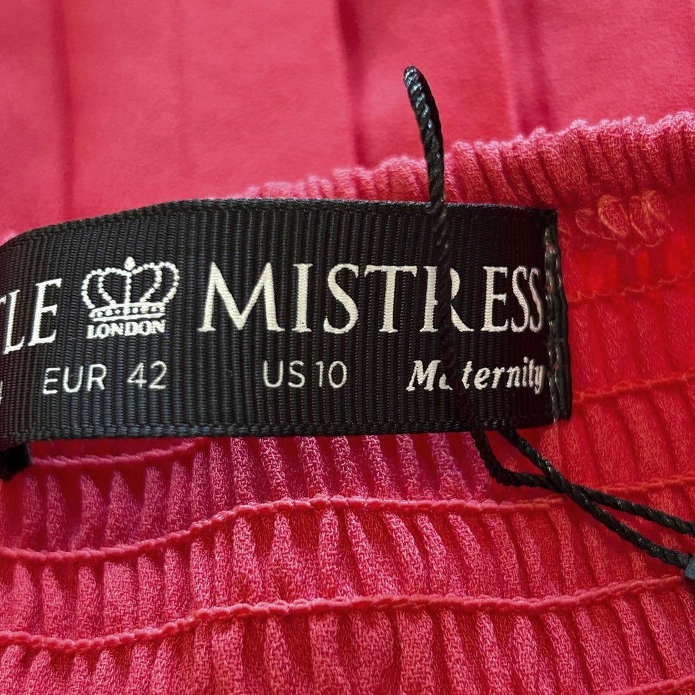 Little Mistress Maternity Dress NWT Size 10 Pleated Midi Lace Coral Pink - Picture 6 of 9